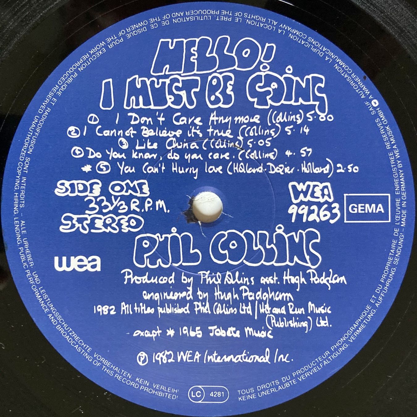 Schallplatten: GENESIS / PHIL COLLINS - HELLO, I MUST BE GOING ! – Gebraucht aus Bottens von hotter-than-hell 3