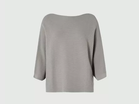 Marella Ripp Strick 3/4 Arm Pullover grau Viscose Mix Gr 38