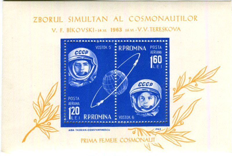 Alle Briefmarken: Block "Raumfahrt. Tereschkowa & Bykowski". Rumänien – Neu und originalverpackt aus Basel von Butsch5
