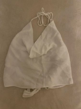 Top blanc élégant à nouer, dos nu, Bershka, Taille S