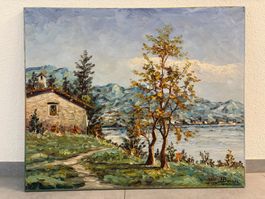 85cmbreitx 70cmhoch/ Busnelli 1945/ Öl Gemälde Landschaft