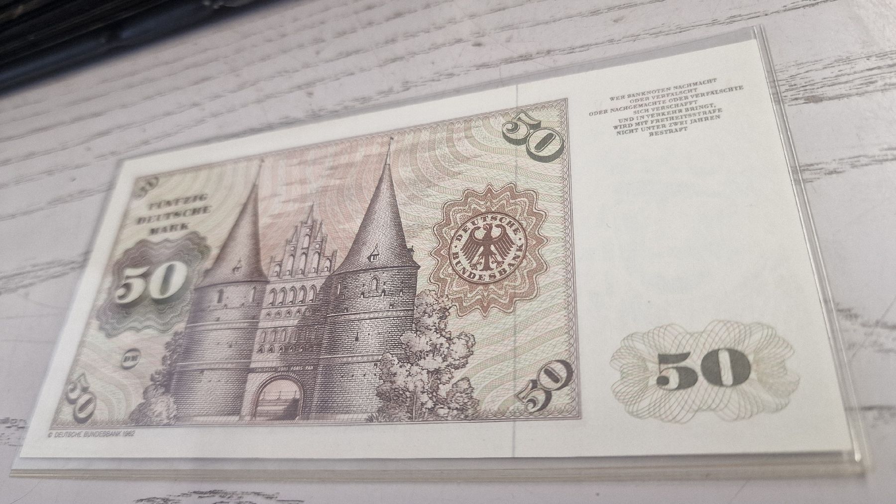 Banknoten: 50 Deutsche Mark Banknote 1980 – Neu und originalverpackt aus Herisau von Antiques.AR 1