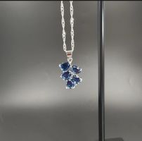 925 Silber Kette Rhodiniert mit Topas Trauben Anhänger