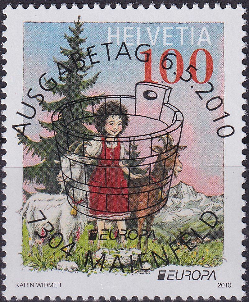 Tutti i francobolli: 2010, Nr.1351 "Heidi" mit Ersttags-Voll-Stempel. – Usato da Sursee venduto da Luzernerraute