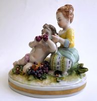 Ältester Volkstedter Putte mit Mädchen Figur Figure um 1915*