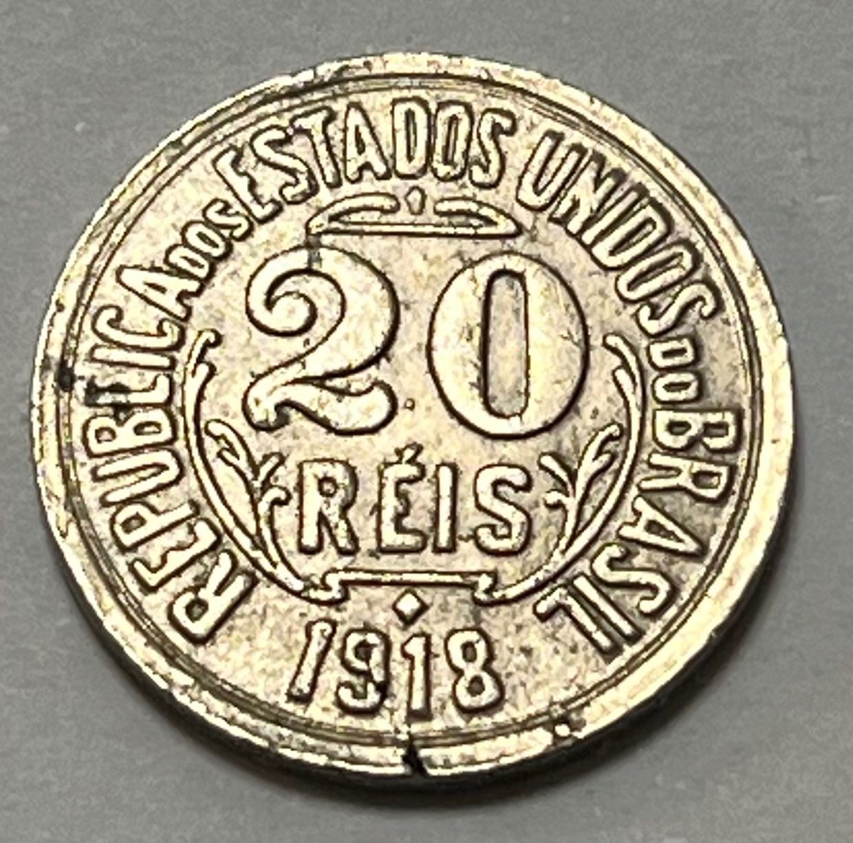 Tutti le monete: 20 Réis - Brazil - 1918 – Usato da Dietikon venduto da Numis8953 1