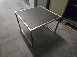 kleiner Beistelltisch Metall/Steinplatte schwer 60x60x44cm