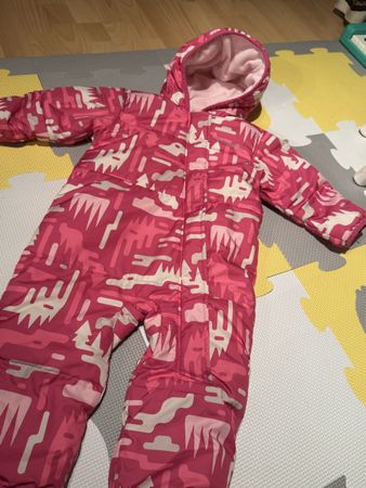 Columbia Snowsuit, Pink/White Pattern, Size 12 Months