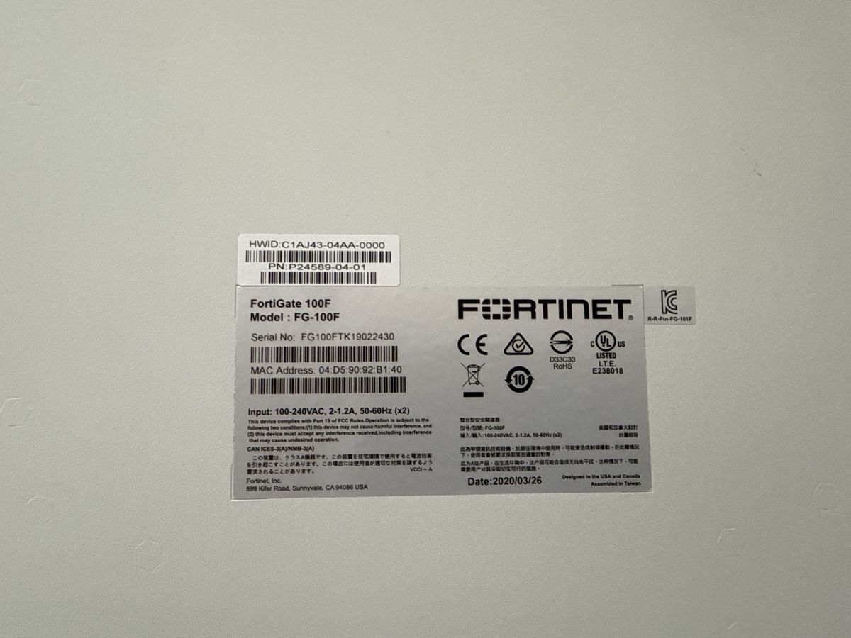 Fortinet Firewall: FortiGate 100F – Usato da Wettswil venduto da Bochslep0 1