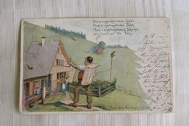 AK Appenzellerland, Bauernhaus, Senn, Hühner, Mundartvers