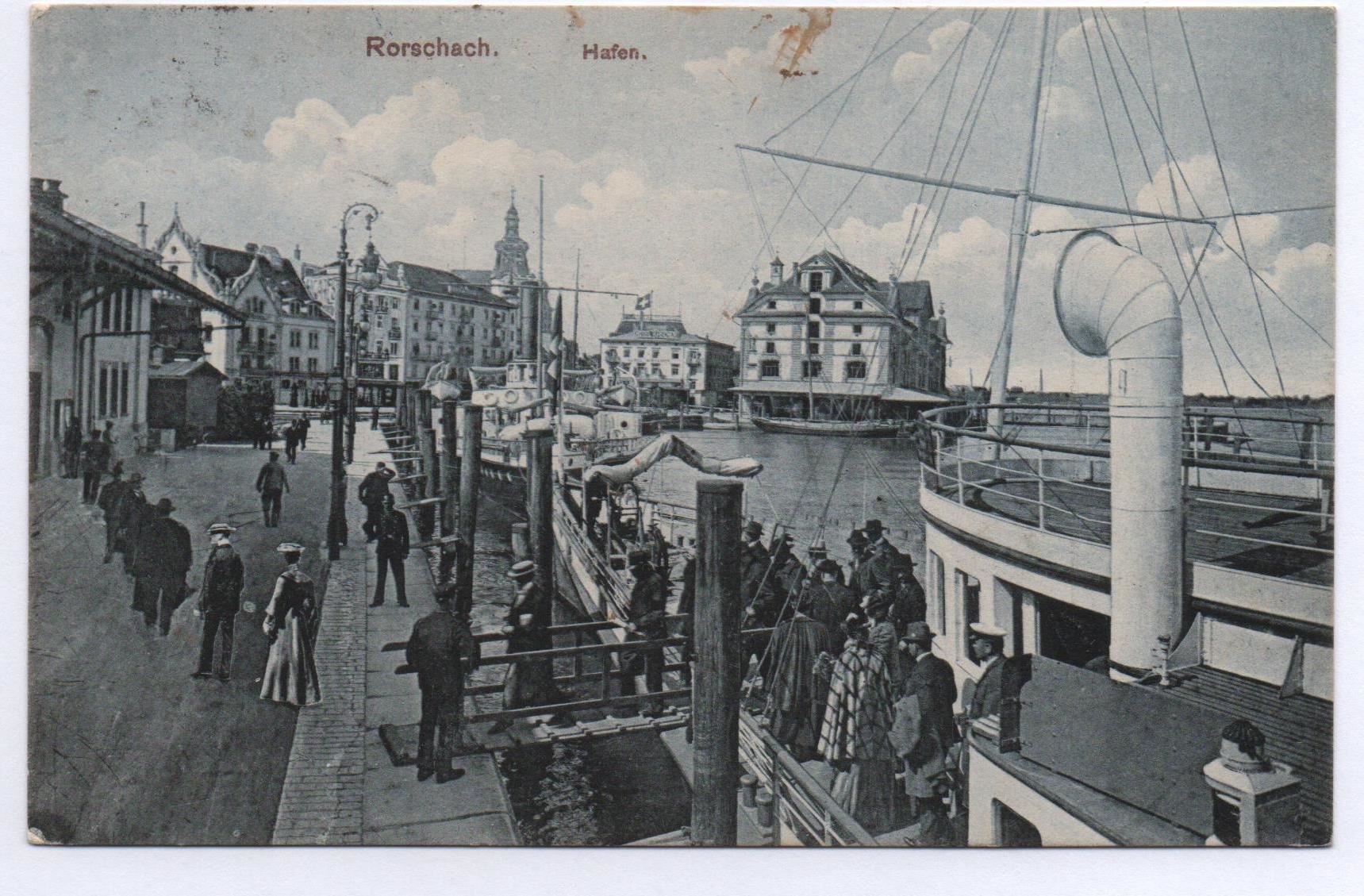 Ansichtskarten: RORSCHACH Hafen - Leben beim Dampfschiff – Gebraucht aus Jona von philajona