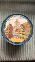 Deko Blechdose mit historischer Stadtansicht, blau/gold,