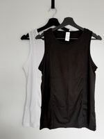 2 Ribbed Tank Tops, Mens, Size XS, Black and White