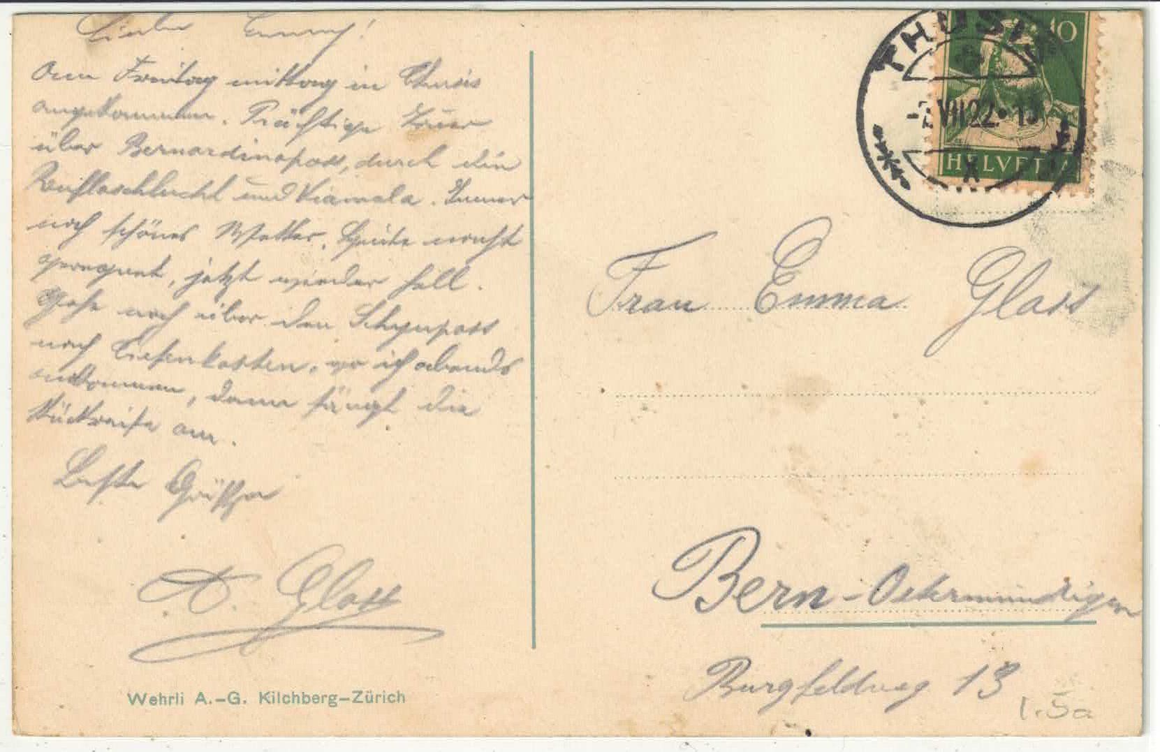Cartoline postali: Sils und Thusis - Piz Beverin - Litho – Difettoso da Ettingen venduto da Kartenplanet 1