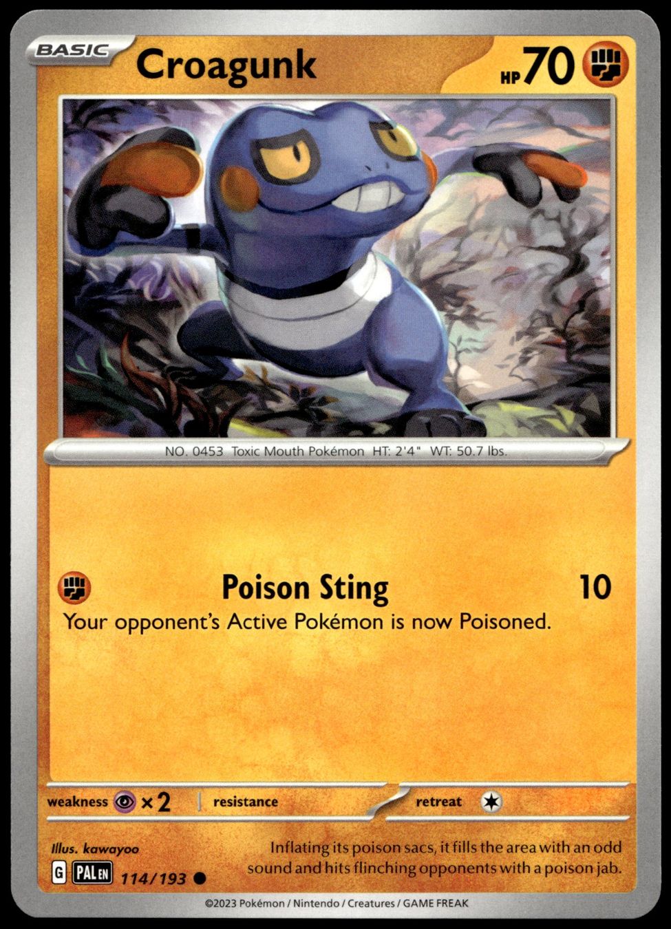 Pokémon Sammelbilder & Trading cards: Pokémon Croagunk 114/193   SV02 Paldea Evolved – Gebraucht aus Le Mouret von PokemonCards_CH