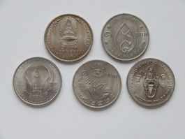 Münzen Thailand 1 Baht 5 Diverse Gedenkmünzen