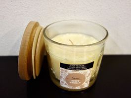 Duftkerze im Glas Deckel aus Holz SPICY VANILLA Kerze Duft