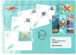 Sondermarken Expo.02,  Brief mit Marken und Block