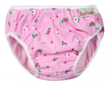 Badewindel, Babybadehose rosa Blümchen Gr. M (7-10kg)
