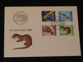 Pro Juventute FDC 1996 Nr. 340 - 343 Weihnachtsmarke - Tiere