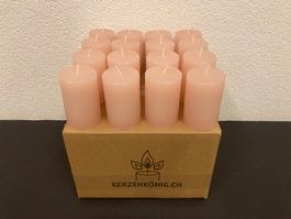 Kerzen Sparpaket mit 16 Kerzen a je 10 x 6,5 cm,rosa Raureif
