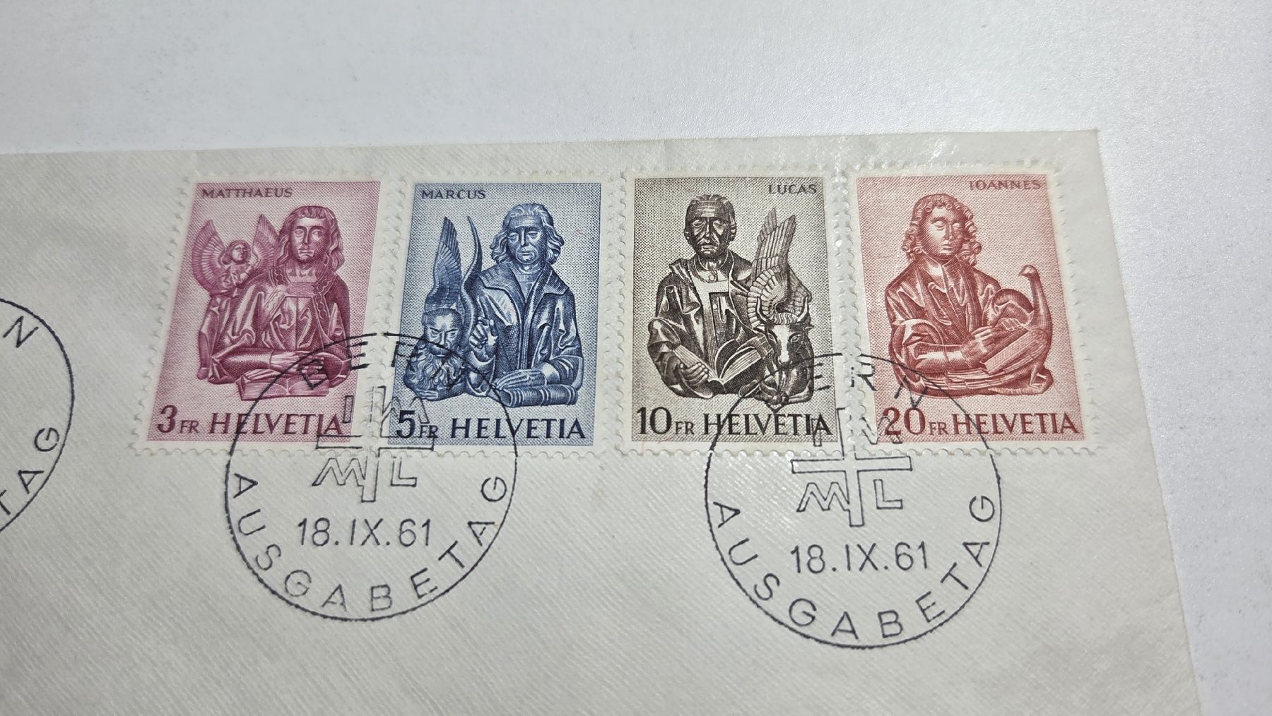 Tutti i francobolli: 1961 FDC Evangelisten Blanco Kuvert – Usato da Arni AG venduto da Moth68 1