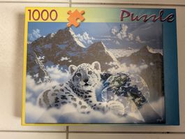 Puzzle 1000 Teile Schneeleopard Motiv guter Zustand