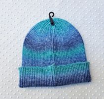 Strickmütze blau grün meliert Gr. One Size 3% Wolle