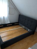 Bettgestell Dunkelgrau mit Kopfteil, sehr bequem,  