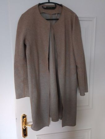 Marc Cain warmer Mantel 100% Schurwolle Gr.42 beige hellblau