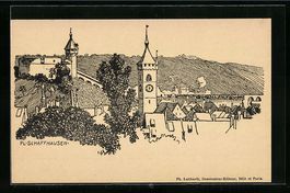 Litho Schaffhausen, Ortsansicht mit Tür