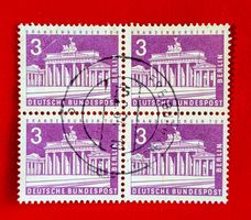 DEUTSCHLAND BRANDENBURGER TOR BERLIN VIERERBLOCK 1963 GEST.
