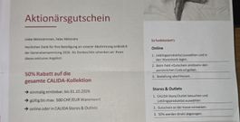 Calida Gutschein 50% bis max 500 CHF/EUR Warenwert