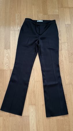 Zara Black Flared Thick Satin Trousers - Size M