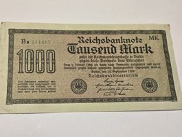 1000 Mark Reichsbanknote, Berlin 1922, Geldschein, alt