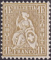 1862, Sitzende Helvetia, Nr.36 (golden) postfrisch **, 60.-+