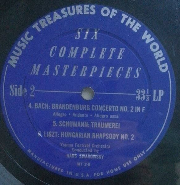 Dischi in vinile: Six Complete Masterpieces Hans Swarowski Switzerland LPVinyl – Usato da Genève venduto da Cockattoo 2