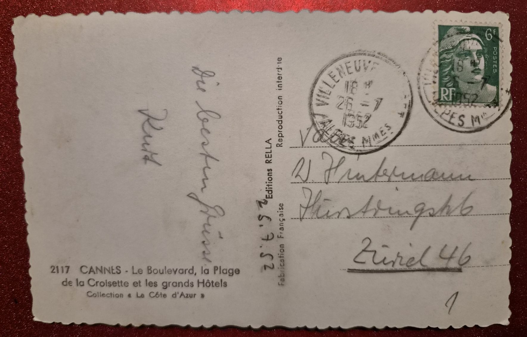 Cartoline postali: Cannes La Croisette 1952 – Usato da Melchnau venduto da Arthurius 1