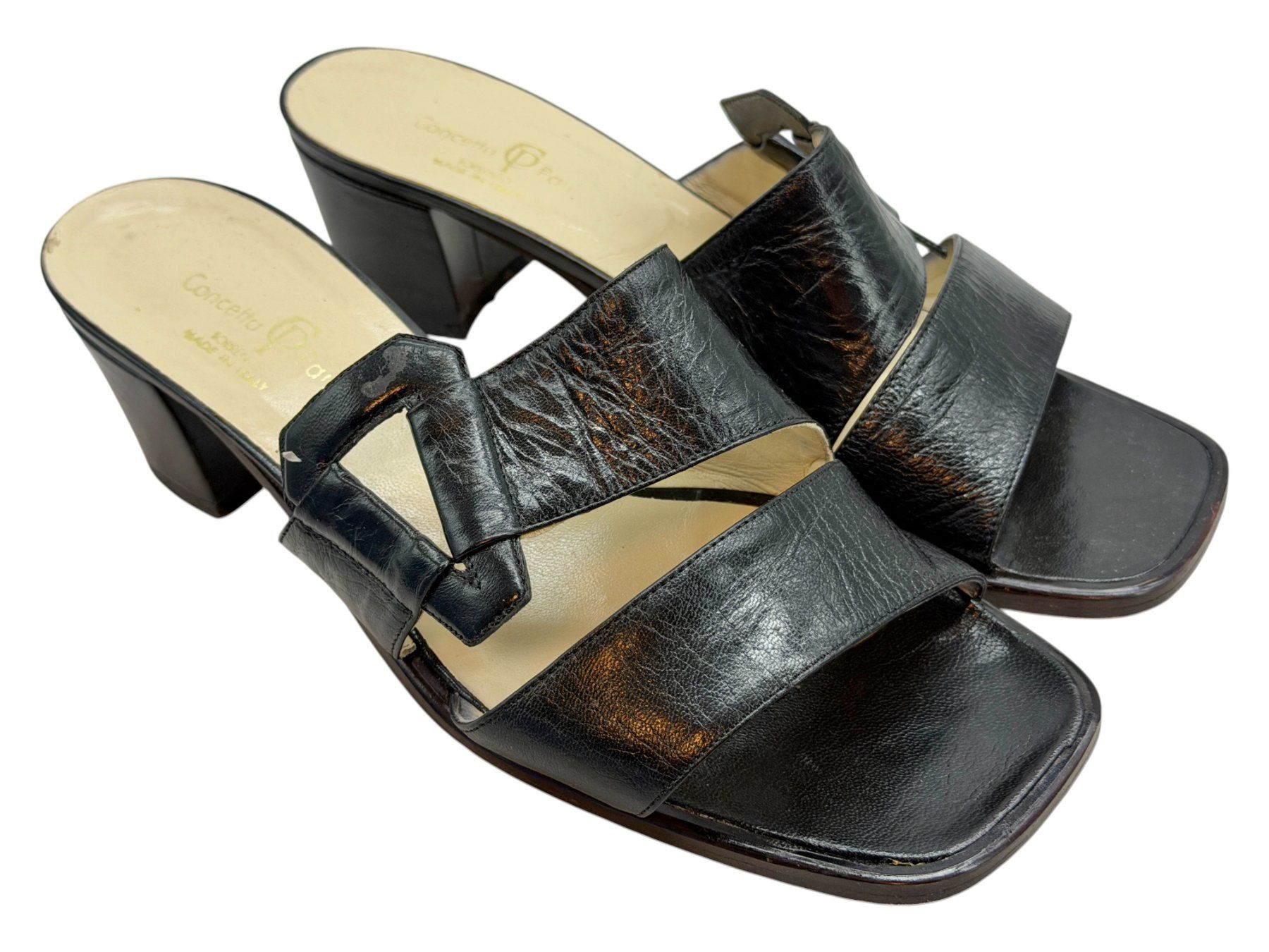 Scarpe da donna: Mules Concetta Pane cuir noir. Pointure 40 – Usato da Cossonay-Ville venduto da PatineDuTemps