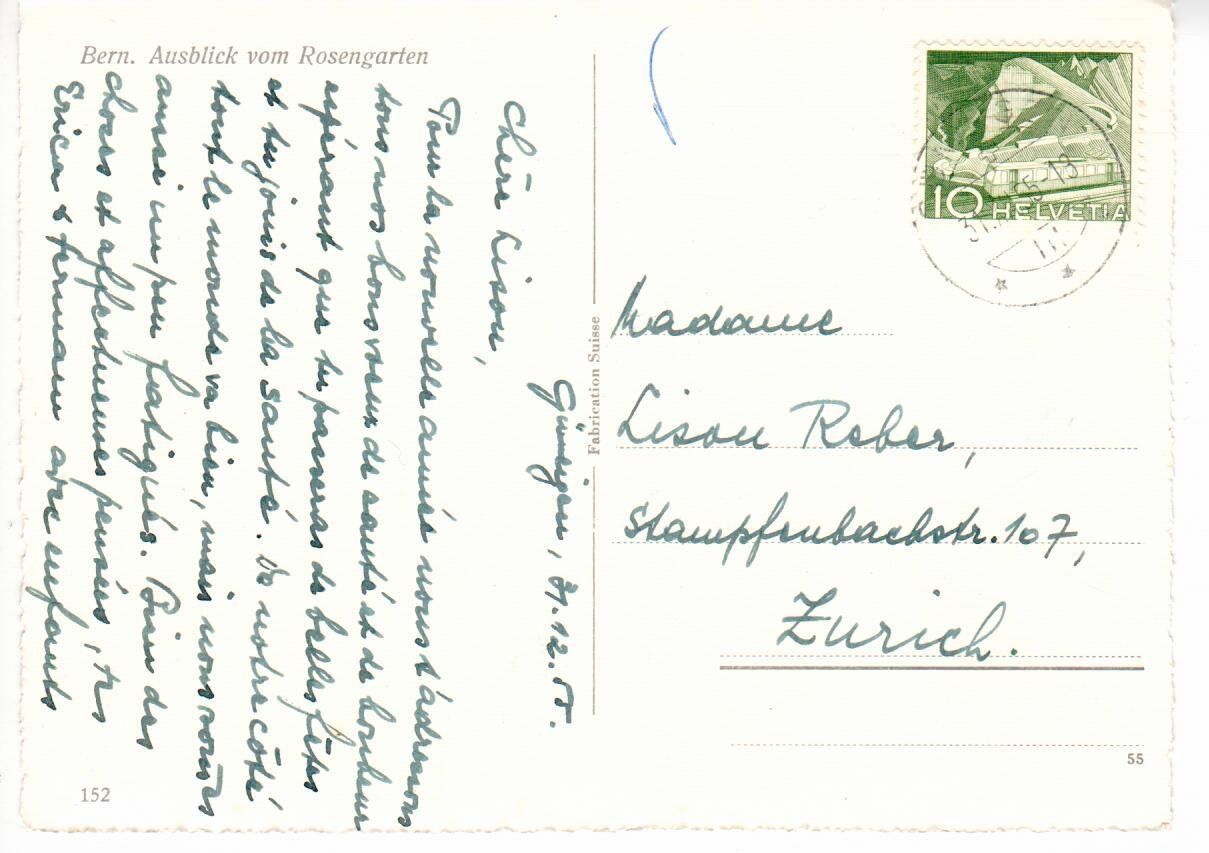 Ansichtskarten: Bern, Ausblick vom Rosengarten 1955 – Gebraucht aus Wolhusen von Curver9 1