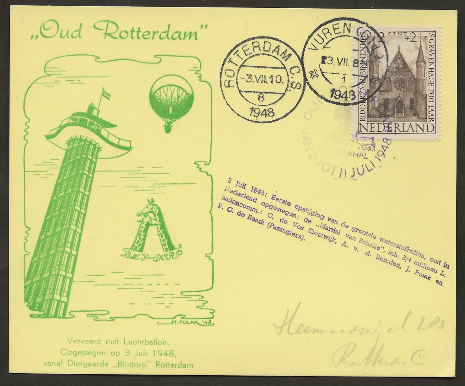 Tutti i francobolli: Ballon 1948 Niederlande  Luftpost – Usato da Au ZH venduto da xelagreb01