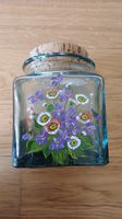 Glasdose mit Blumenmuster, Handbemalt, Vintage Look
