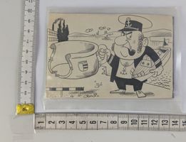 Druckerplatte mit Cartoon von Werner Büchi "Hafen Zürich"