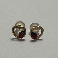 Boucles d'oreilles coeur coccinelle en or jaune 