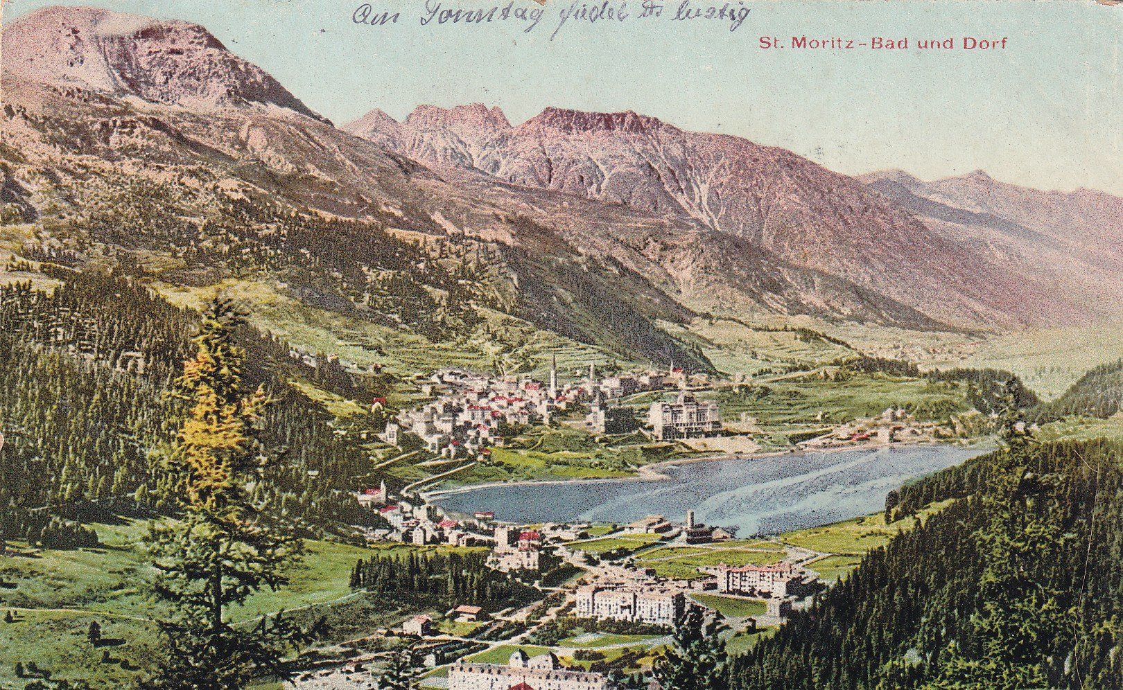 Cartoline postali: St. Moritz - Bad und Dorf – Usato da Cormoret venduto da Pascalll2001