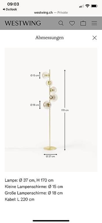 Lampade: Stehlampe Casey beige aus Glas – Usato da Meilen venduto da SabrinaK1992 2