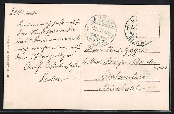 Cartoline postali: AK Langnau i. E., Teilansicht mit Kirche – Usato da Berlin venduto da bartko-reher 1