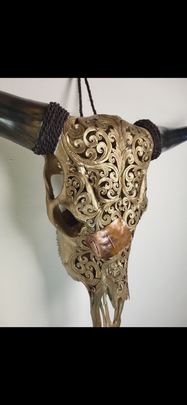 Alle Dekorationen: Authentique crâne de taureau sculpté à la main – Gebraucht aus Lausanne von Toko_Lausanne 1