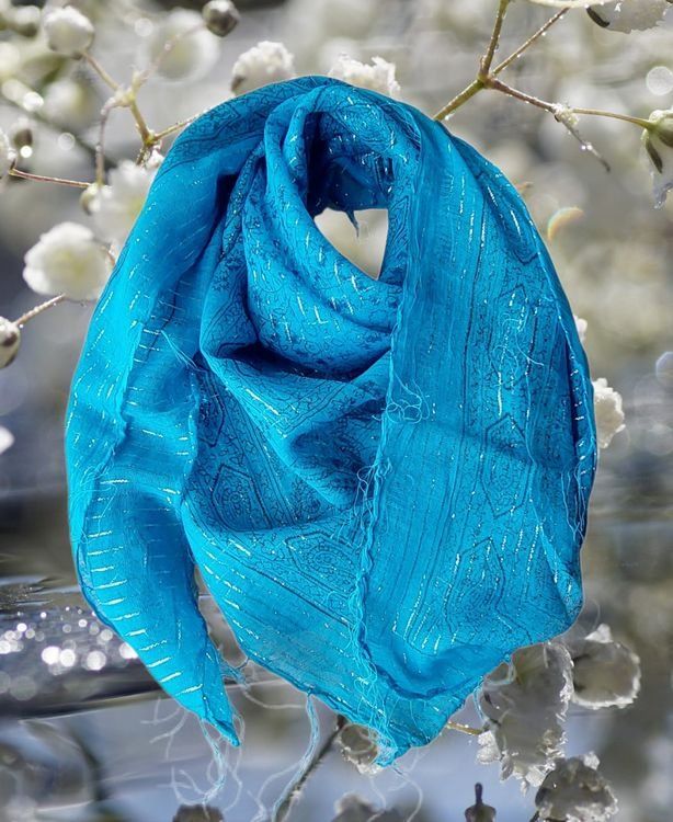 Foulard & Sciarpe: Blaues Tuch mit Muster, leicht & luftig! NEU – Nuovo e nell'imballaggio originale da Aarburg venduto da Glitzerschein 1