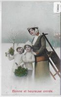 Bonne et heureuse anne - Neujahrsgruss - Mutter Schlitten